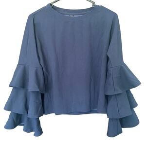 SHEIN Navy Blue Small Polyester Spandex Top Layered Long Sleeves